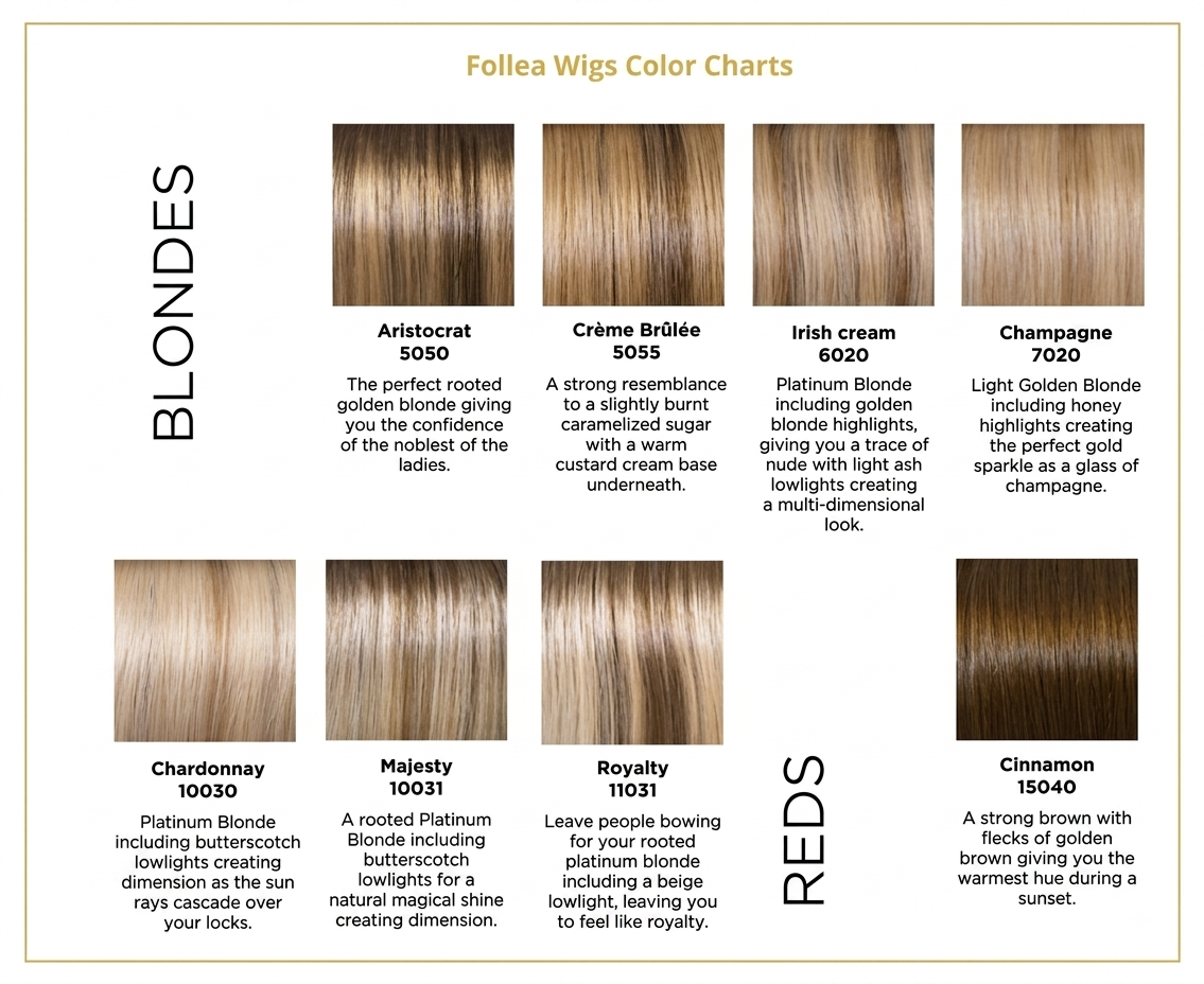 follea wigs color charts